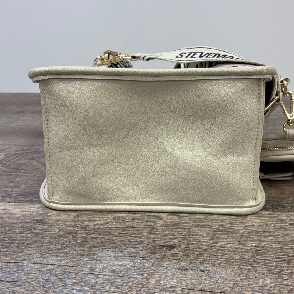 Steve Madden Crossbody Tote with Logo Strap & Coin Pouch – Cream - Picture 5 of 8